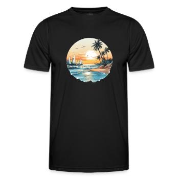 Ocean vibes, beach vibes, sunset on the beach, oce - Men's Functional T-Shirt - black - Front - AI Model Male 178 dark (178cm)