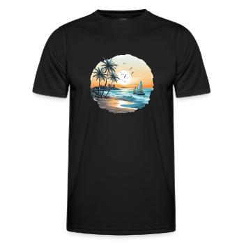 Ocean vibes, beach vibes, sunset on the beach, oce - Men's Functional T-Shirt - black - Front - AI Model Male 178 dark (178cm)
