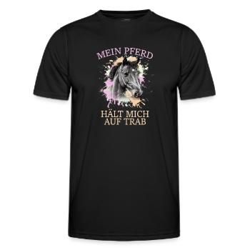 Mein Pferd hält mich auf Trab - Männer Funktions-T-Shirt - Schwarz - Vorne - AI Model Male 178 dark (178cm)