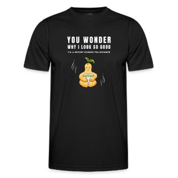 JE SUIS UN BUVEUR SECRET DE THÉ AU GINGEMBRE Ingwertee Ingwer - T-shirt sport Homme - noir - Devant - AI Model Male 178 dark (178cm)
