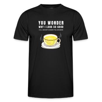 JE SUIS UN BUVEUR SECRET DE THÉ AU GINGEMBRE Ingwertee Ingwer - T-shirt sport Homme - noir - Devant - AI Model Male 178 dark (178cm)