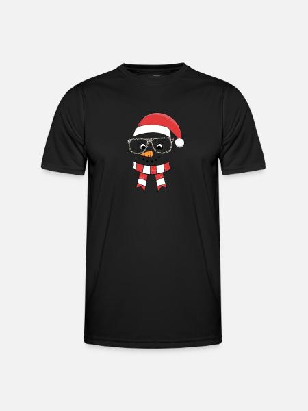 Funny Christmas Snowman Face Leopard - Men's Functional T-Shirt - black