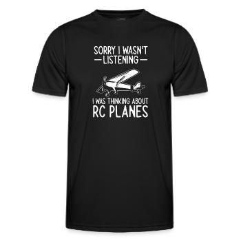 Modèle d’avion télécommandé - T-shirt sport Homme - noir - Devant - AI Model Male 178 dark (178cm)