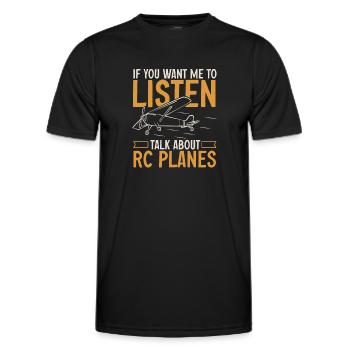 Modèle d’avion télécommandé - T-shirt sport Homme - noir - Devant - AI Model Male 178 dark (178cm)