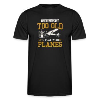Modèle d’avion télécommandé - T-shirt sport Homme - noir - Devant - AI Model Male 178 dark (178cm)