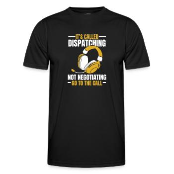 Casque d’opération du centre de contrôle des appels d’urgence - T-shirt sport Homme - noir - Devant - AI Model Male 178 dark (178cm)