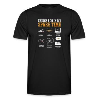 Modèle d’avion télécommandé - T-shirt sport Homme - noir - Devant - AI Model Male 178 dark (178cm)