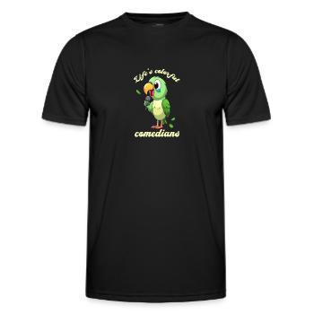 Perroquet au microscope au look comique - T-shirt sport Homme - noir - Devant - AI Model Male 178 dark (178cm)