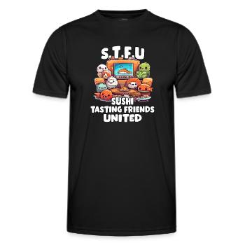 Kawaii sushi anime t shirt for Japan fans. - Men's Functional T-Shirt - black - Front - AI Model Male 178 dark (178cm)