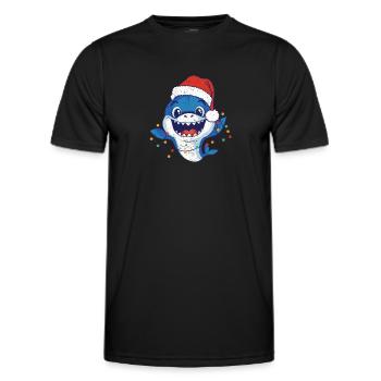 Weihnachtsmann Hai Weihnachtsbeleuchtung Lustige - Männer Funktions-T-Shirt - Schwarz - Vorne - AI Model Male 178 dark (178cm)