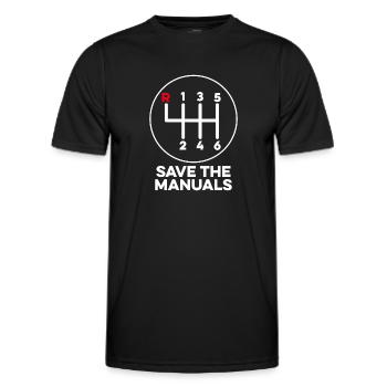 Speichern Sie die Handbücher Schaltgetriebe Schaltgetriebe - Männer Funktions-T-Shirt - Schwarz - Vorne - AI Model Male 178 dark (178cm)