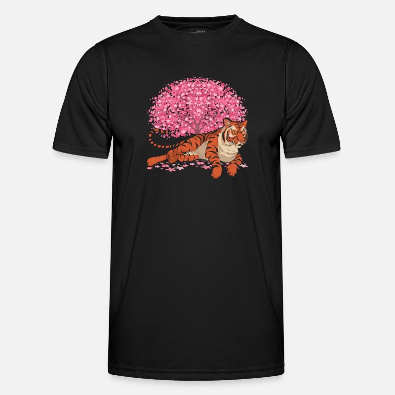 Sakura Baum Wildkatze Geschenk Kirschblüten Tiger Männer Funktions-T-Shirt