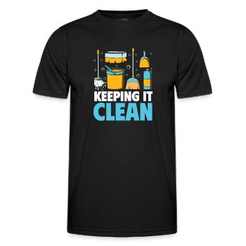Domestic help, cleaner, housekeeper - Men's Functional T-Shirt - black - Front - AI Model Male 178 dark (178cm)
