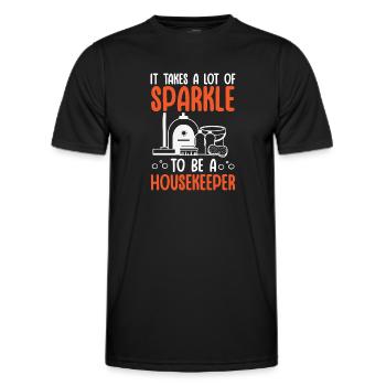 Domestic help, cleaner, housekeeper - Men's Functional T-Shirt - black - Front - AI Model Male 178 dark (178cm)