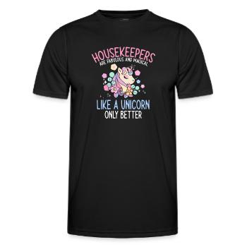 Domestic help, cleaner, housekeeper - Men's Functional T-Shirt - black - Front - AI Model Male 178 dark (178cm)