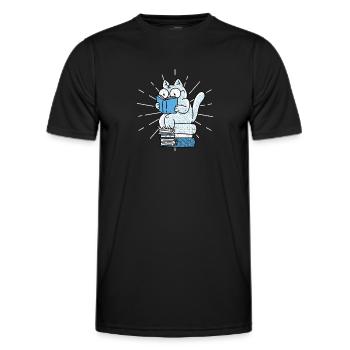 Lecture de chat drôle de livre amoureux chats - T-shirt sport Homme - noir - Devant - AI Model Male 178 dark (178cm)