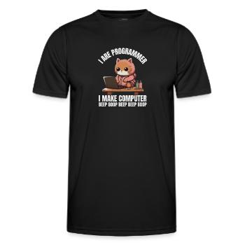 I'm a programmer. I'm doing Computer Beep - Men's Functional T-Shirt - black - Front - AI Model Male 178 dark (178cm)