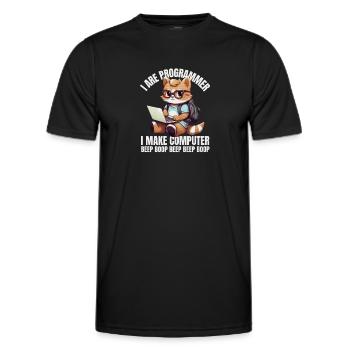 I'm a programmer. I'm doing Computer Beep - Men's Functional T-Shirt - black - Front - AI Model Male 178 dark (178cm)