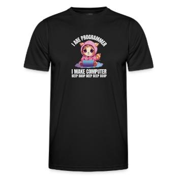 I'm a programmer. I'm doing Computer Beep - Men's Functional T-Shirt - black - Front - AI Model Male 178 dark (178cm)