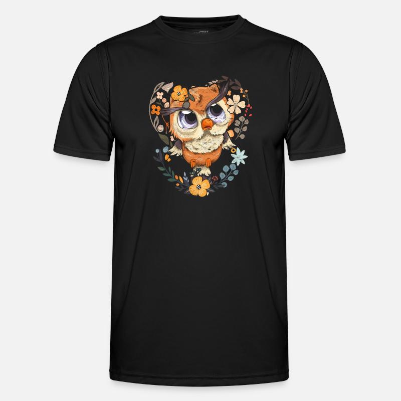 Hübsche Blumen Weiser Vogel Geschenk Süßes Eule Männer Funktions-T-Shirt