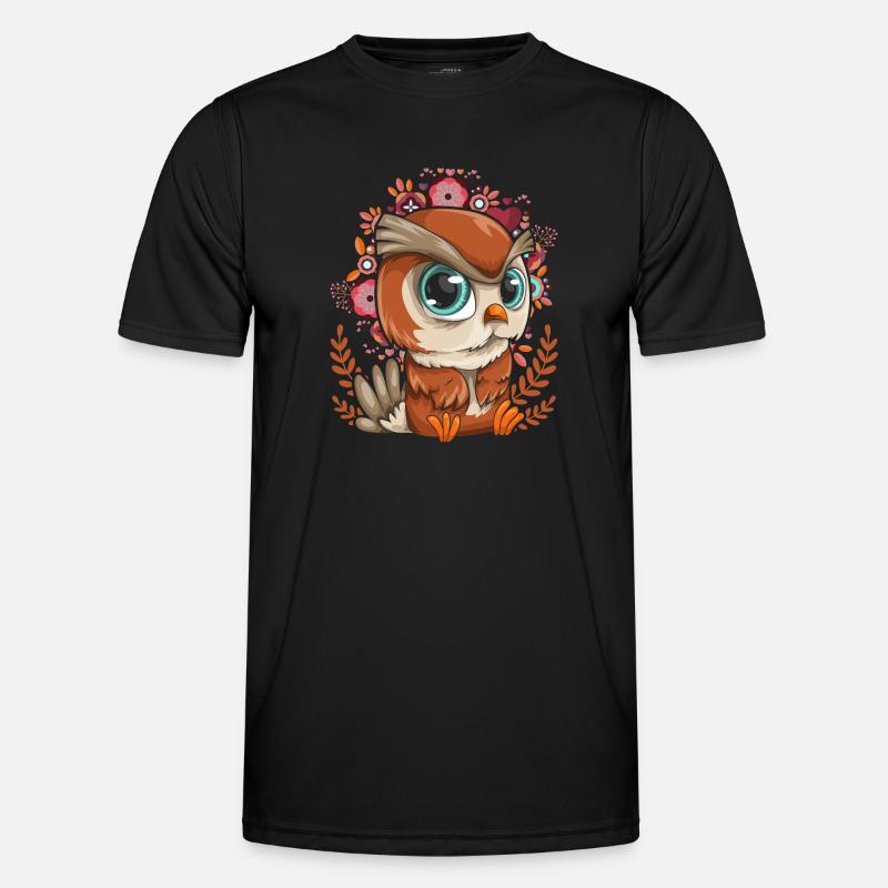 Blumen Waldbewohner Vogel Geschenk Süßes Eule - Männer Funktions-T-Shirt - Schwarz