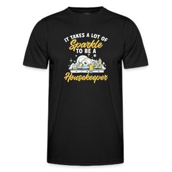 Domestic help, cleaner, housekeeper - Men's Functional T-Shirt - black - Front - AI Model Male 178 dark (178cm)