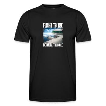 Old propeller plane, Bermuda Triangle Adventure - Men's Functional T-Shirt - black - Front - AI Model Male 178 dark (178cm)