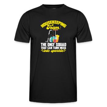 Service de ménage Femme de ménage Femme de ménage - T-shirt sport Homme - noir - Devant - AI Model Male 178 dark (178cm)