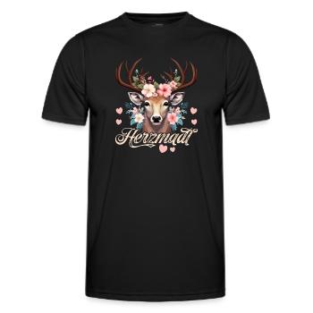 Trachtenshirt Damen Trachten T-Shirt Herzmadl - Männer Funktions-T-Shirt - Schwarz - Vorne - AI Model Male 178 dark (178cm)