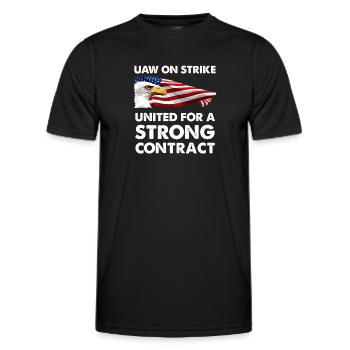 UAW streikt - Gemeinsam für einen starken Vertrag - Männer Funktions-T-Shirt - Schwarz - Vorne - AI Model Male 178 dark (178cm)