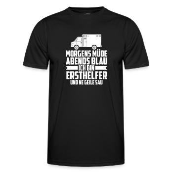 Rettungsdienst Sanitäter Rettungssanitäter - Männer Funktions-T-Shirt - Schwarz - Vorne - AI Model Male 178 dark (178cm)