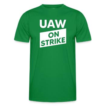 UAW streikt - Gemeinsam für einen starken Vertrag - Männer Funktions-T-Shirt - Kelly Green - Vorne - AI Model Male 178 dark (178cm)