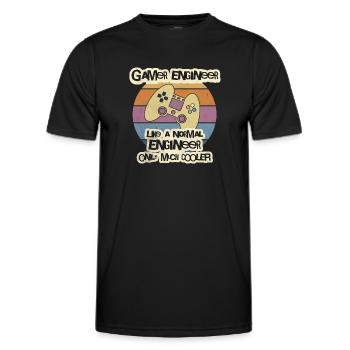 T-shirt de l’ingénieur gamer, chemise du développeur de jeux, prog - T-shirt sport Homme - noir - Devant - AI Model Male 178 dark (178cm)