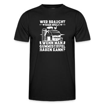 Landwirt Gummistiefel Bauer Traktor Hektar - Männer Funktions-T-Shirt - Schwarz - Vorne - AI Model Male 178 dark (178cm)