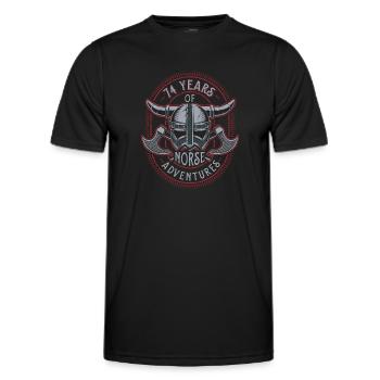 74 ans d’aventures nordiques - 74e anniversaire - T-shirt sport Homme - noir - Devant - AI Model Male 178 dark (178cm)