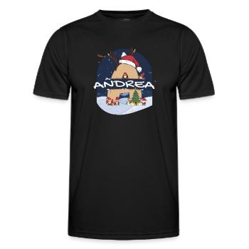 Génial Andrea Nom w Santa Hat dans le thème de Noël - T-shirt sport Homme - noir - Devant - AI Model Male 178 dark (178cm)