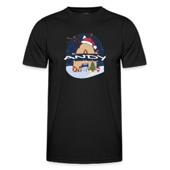 Fantastischer Andy-Name mit Weihnachtsmütze im Weihnachtsthema - Männer Funktions-T-Shirt - Schwarz - Vorne - AI Model Male 178 dark (178cm)