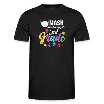 Mask and ready for 2nd class, ready for - Men's Functional T-Shirt - black - Front - AI Model Male 178 dark (178cm)
