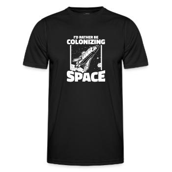 espace, espace, fusée, colonisation de l’espace - T-shirt sport Homme - noir - Devant - AI Model Male 178 dark (178cm)