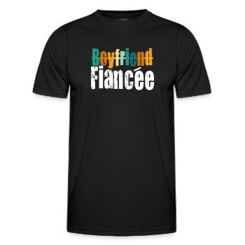 Couple Engagement Engaged Men Funny Fiancee - Men's Functional T-Shirt - black - Front - AI Model Male 178 dark (178cm)
