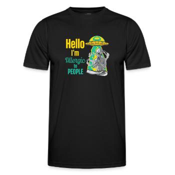 Bonjour, je suis allergique à l’allergie humaine - T-shirt sport Homme - noir - Devant - AI Model Male 178 dark (178cm)