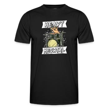 Heavy Meowtal Katze Heavy Metal Rock Headbanger Ca - Männer Funktions-T-Shirt - Schwarz - Vorne - AI Model Male 178 dark (178cm)