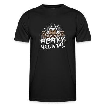 Heavy Meowtal Katze Heavy Metal Rock Headbanger Ca - Männer Funktions-T-Shirt - Schwarz - Vorne - AI Model Male 178 dark (178cm)