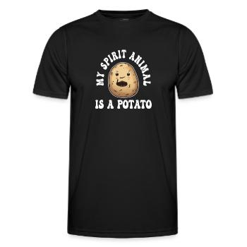 Potatis Söt Kawaii Mitt Andedjur Är En Potatis - Funktions-T-shirt herr - svart - Fram - AI Model Male 178 dark (178cm)