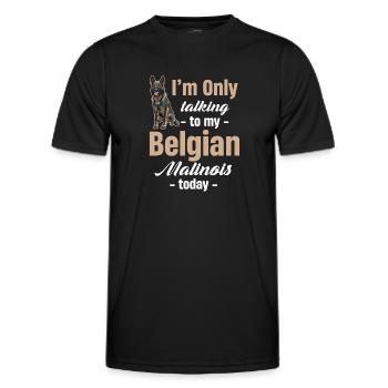 I'm only talking to my Belgian friend today. - Men's Functional T-Shirt - black - Front - AI Model Male 178 dark (178cm)