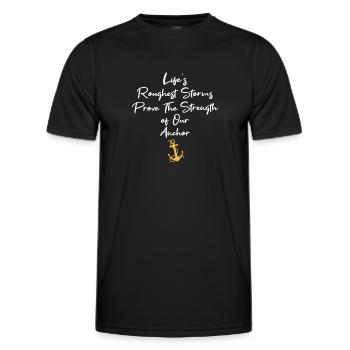 Les tempêtes les plus violentes de la vie prouvent la force des ancres - T-shirt sport Homme - noir - Devant - AI Model Male 178 dark (178cm)