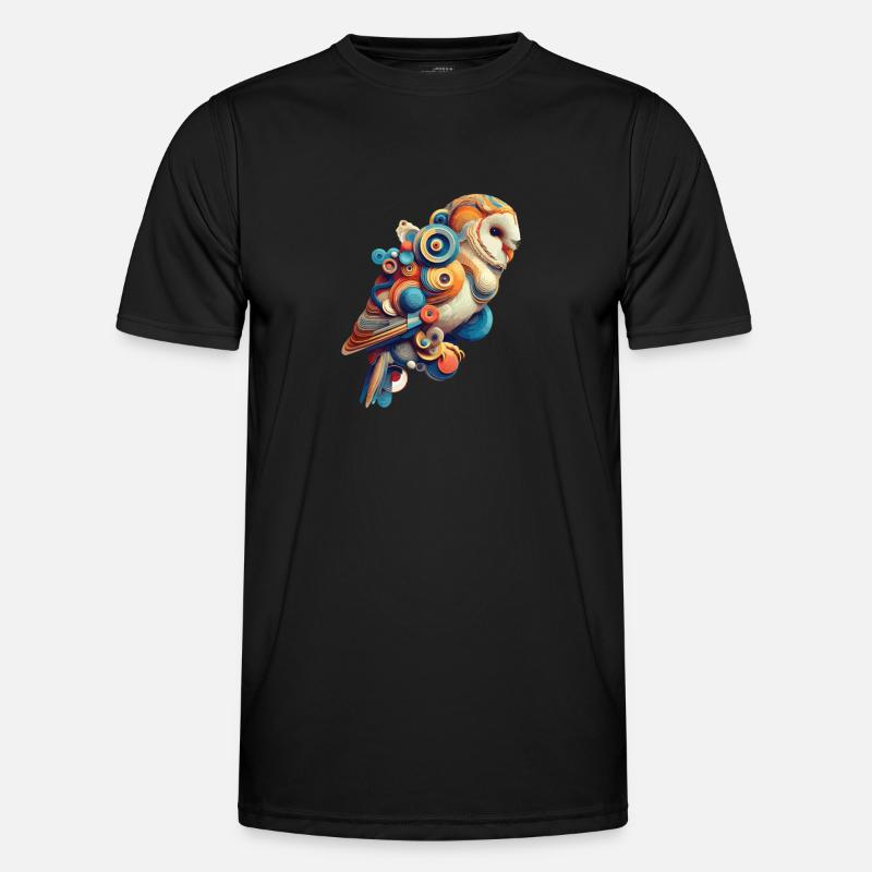 Bunte abstrakte Eule - Männer Funktions-T-Shirt - Schwarz