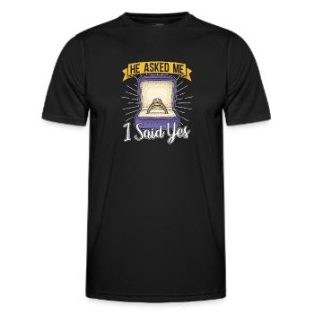 Proposition de mariage Couple fiancée cadeau fiançailles - T-shirt sport Homme - noir - Devant - AI Model Male 178 dark (178cm)