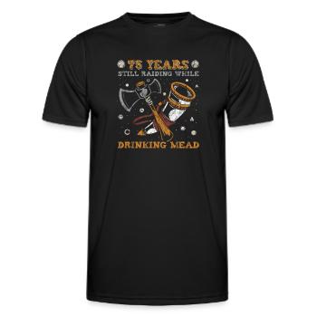 75 ans à faire des raids en buvant de l’hydromel - 75. - T-shirt sport Homme - noir - Devant - AI Model Male 178 dark (178cm)