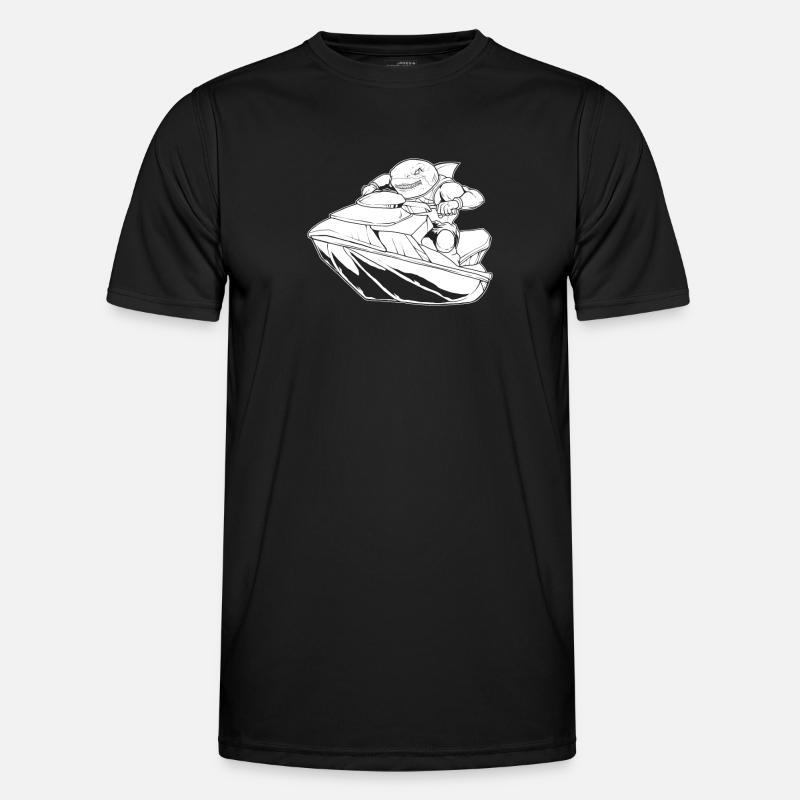 Jet Ski Hai - Männer Funktions-T-Shirt - Schwarz